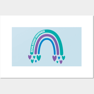 Sexual Assault Awareness Rainbow with hearts Posters and Art